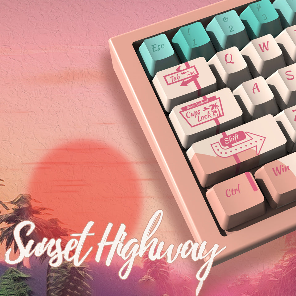 Sun Set Keycaps Custom Keycaps PBT Sunset Highway keycaps Set – AiheyStudio