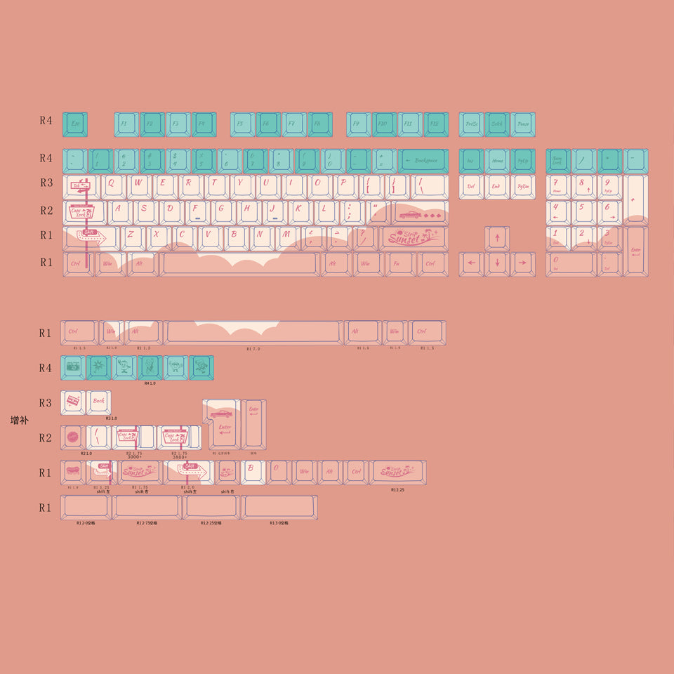 Custom Keycaps PBT Sunset Highway keycaps Set