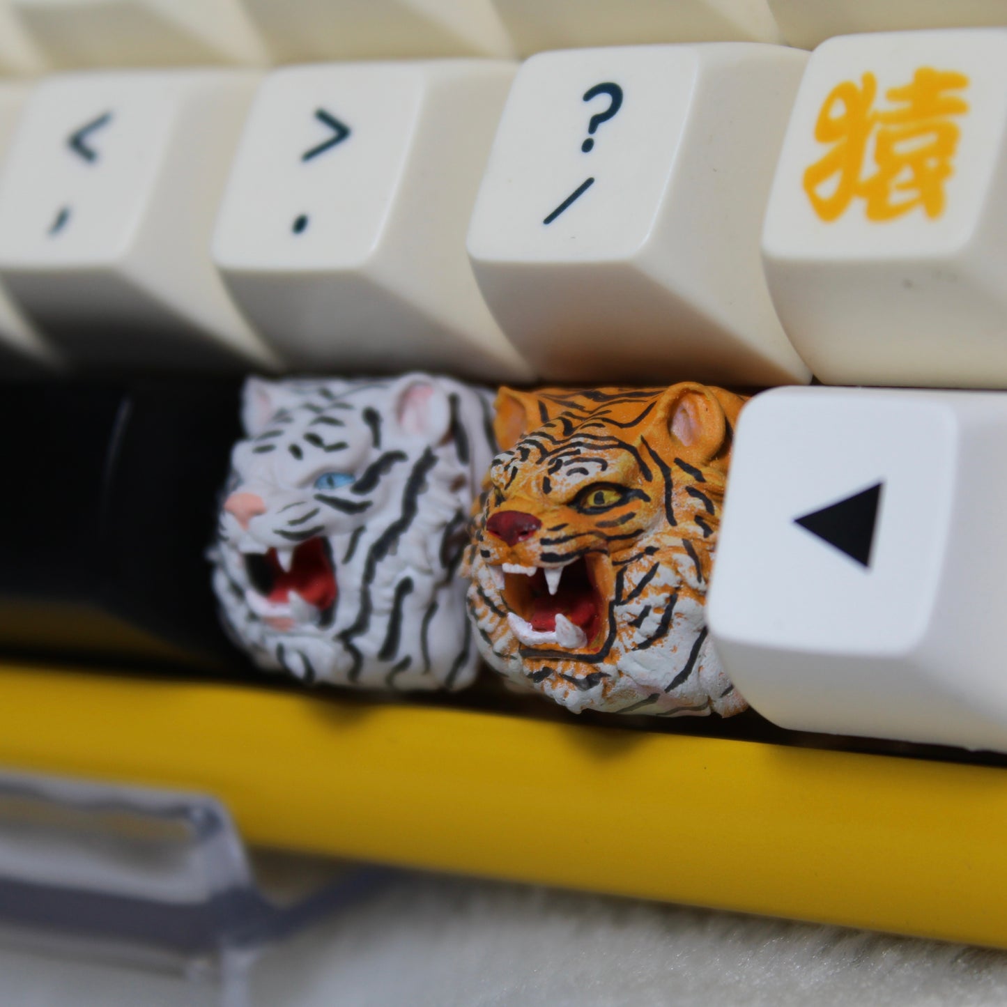 "Unleash the fierce allure of 'The Angry Tiger' with our Custom Artisan Keycap. Handcrafted with precision, this keycap features a captivating design inspired by the power and strength of a tiger. It's a bold statement piece that adds a touch of wild elegance to your keyboard. Elevate your setup with this unique and striking artisan keycap." 🐅🔥💻 #Keycaps #ArtisanKeycaps #TigerDesign