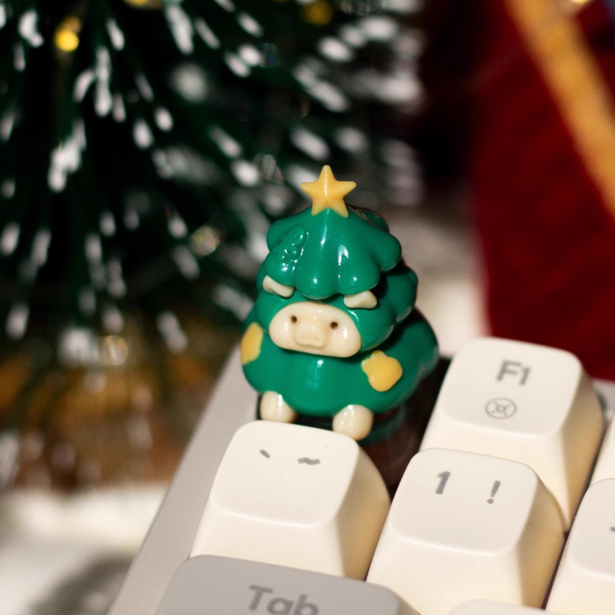 Whimsical Christmas Tree Pig Artisan Keycap – AiheyStudio
