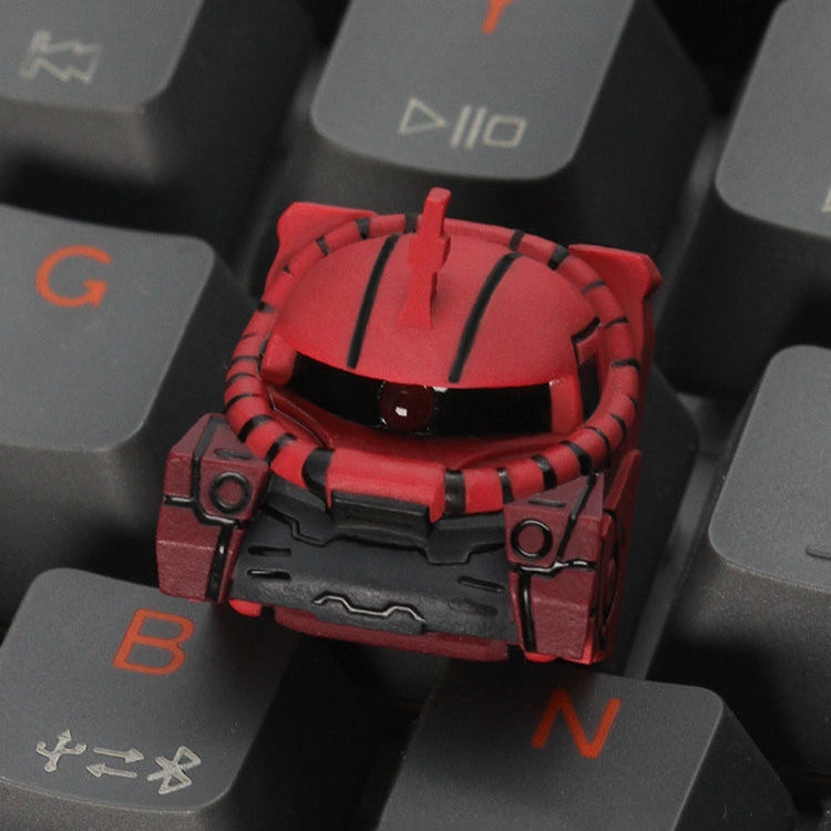 Custom Gundam Zaku II keycap handcrafted by aiheystudio, compatible with Cherry MX switches.
