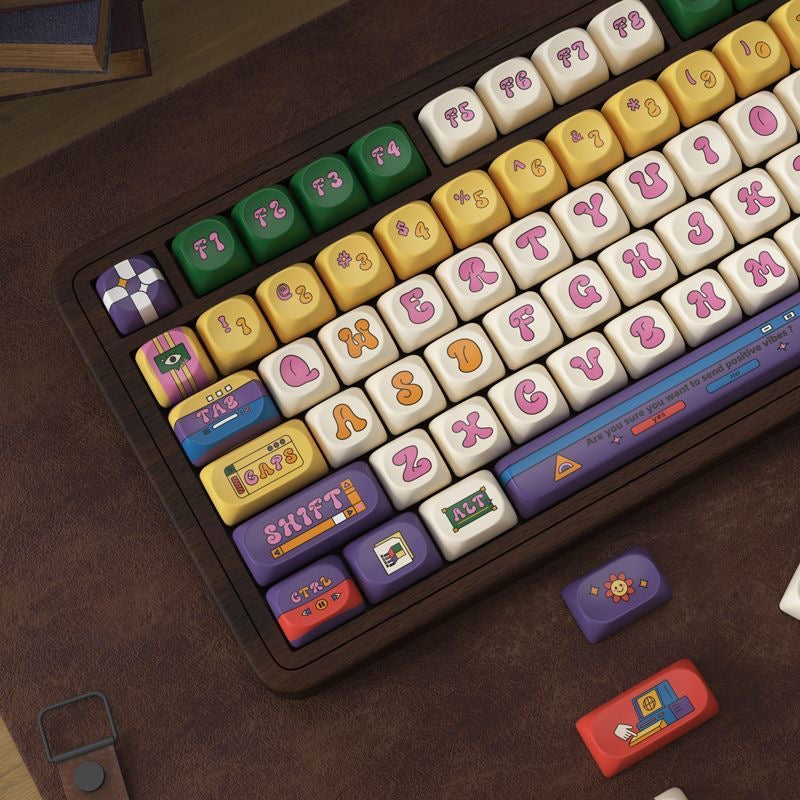 Colorful artisan keycap set by aiheystudio inspired by sweets, made from durable PBT material.