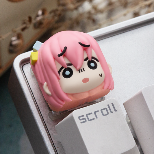 AiheyStudio Bocchi the Rock! artisan keycap featuring Hitori Gotoh, Nijika Ijichi, Ryou Yamada, and Ikuyo Kita for a colorful, character-rich keyboard.