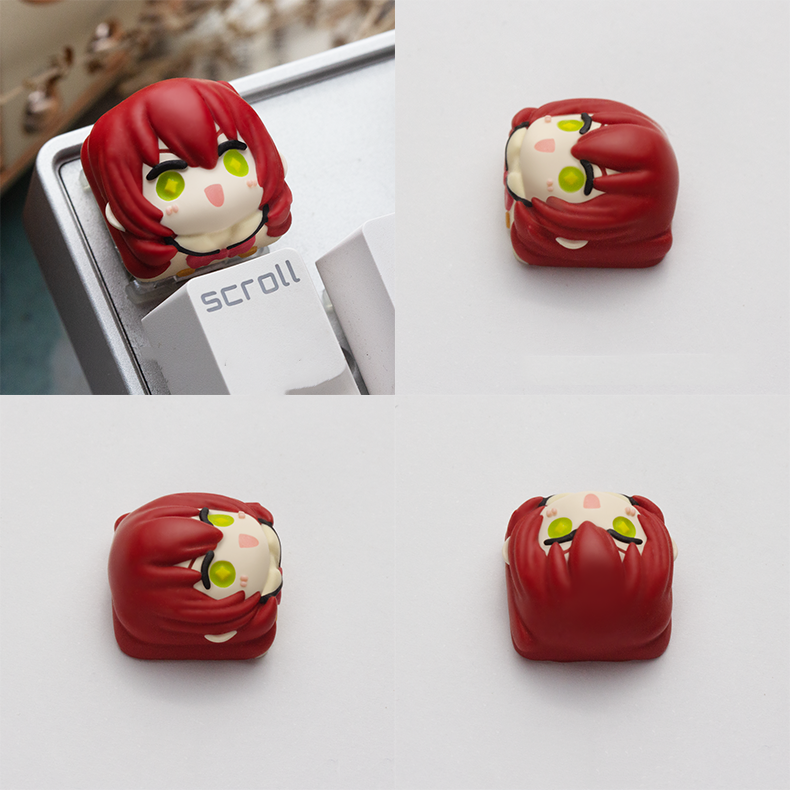 Artisan keycap by AiheyStudio inspired by Bocchi the Rock! characters, bringing Hitori Gotoh and friends to your mechanical keyboard.