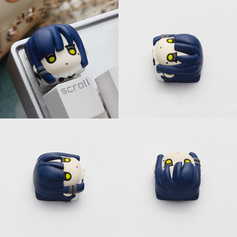 Bocchi the Rock! keycap featuring Hitori, Nijika, Ryou, and Ikuyo, crafted by AiheyStudio for an anime-inspired keyboard experience.