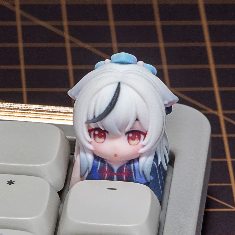 Blue Archive resin artisan keycaps with 3D character details