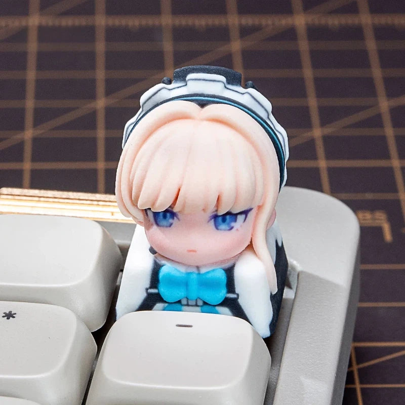 Blue Archive character keycaps with detailed sculpted designs