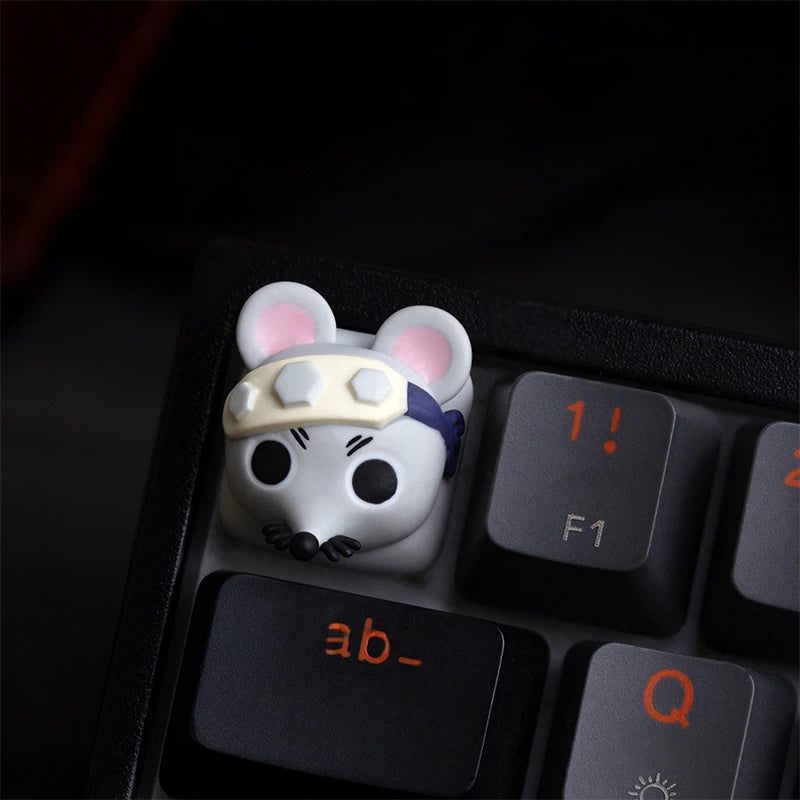 Demon Slayer Kokushibo Doma and Akaza resin artisan keycaps with detailed anime character designs