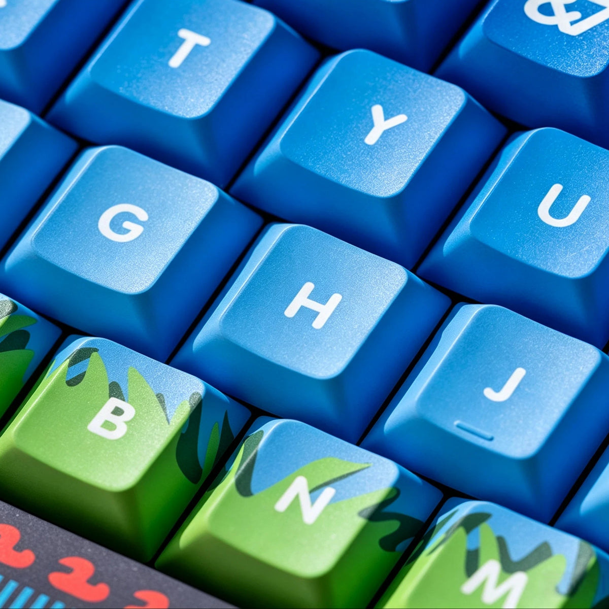 Duck Hunt PBT keycap set with 8-bit game details