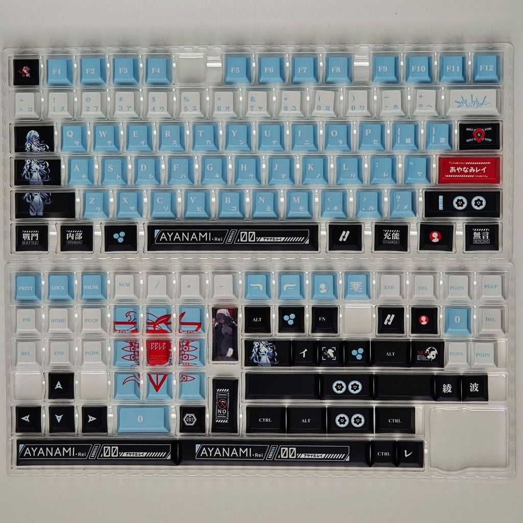eva-ayanami-rei-inspired-keycap-set-installed-on-mechanical-keyboard-for-anime-gaming-desk-setup-and-sci-fi-workspace
