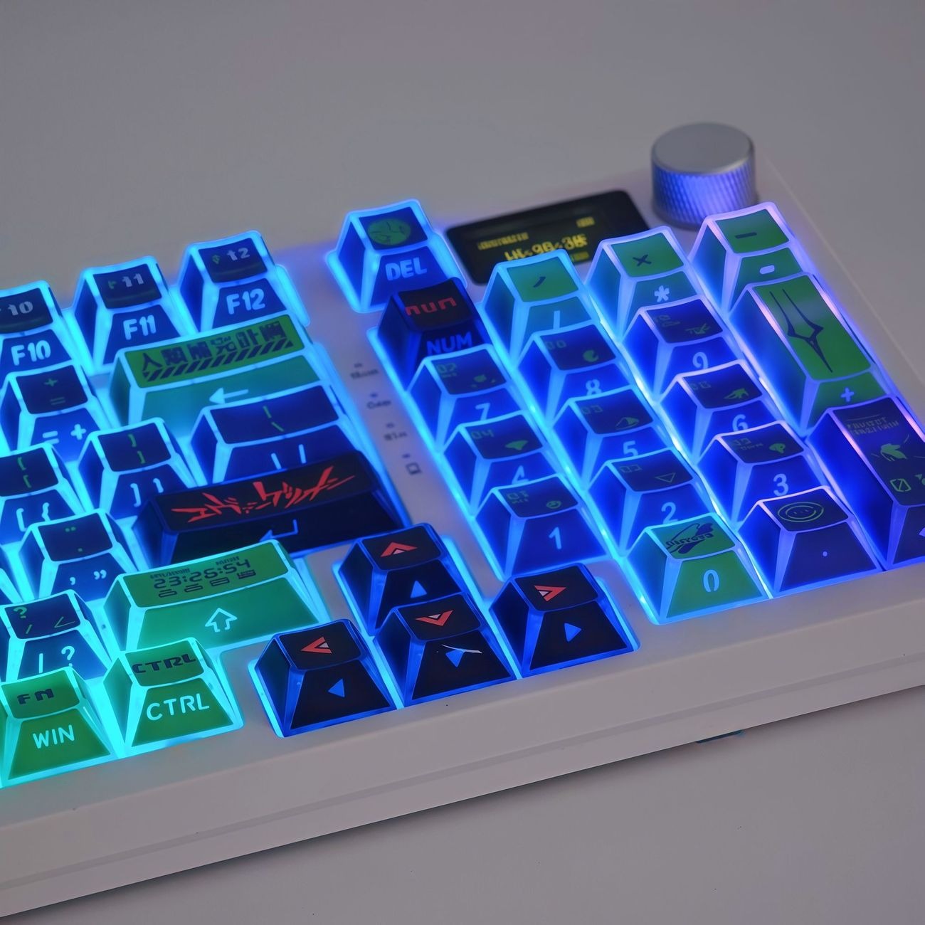 eva-unit-01-keycap-set-with-deep-purple-and-neon-green-color-theme-inspired-by-mecha-anime-design-for-custom-mechanical-keyboards-and-gaming-setups