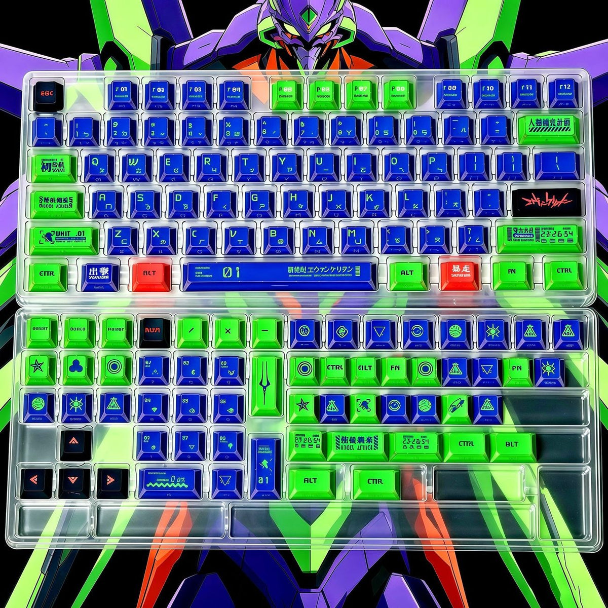 EVA Unit-01 themed PBT mechanical keyboard keycap set
