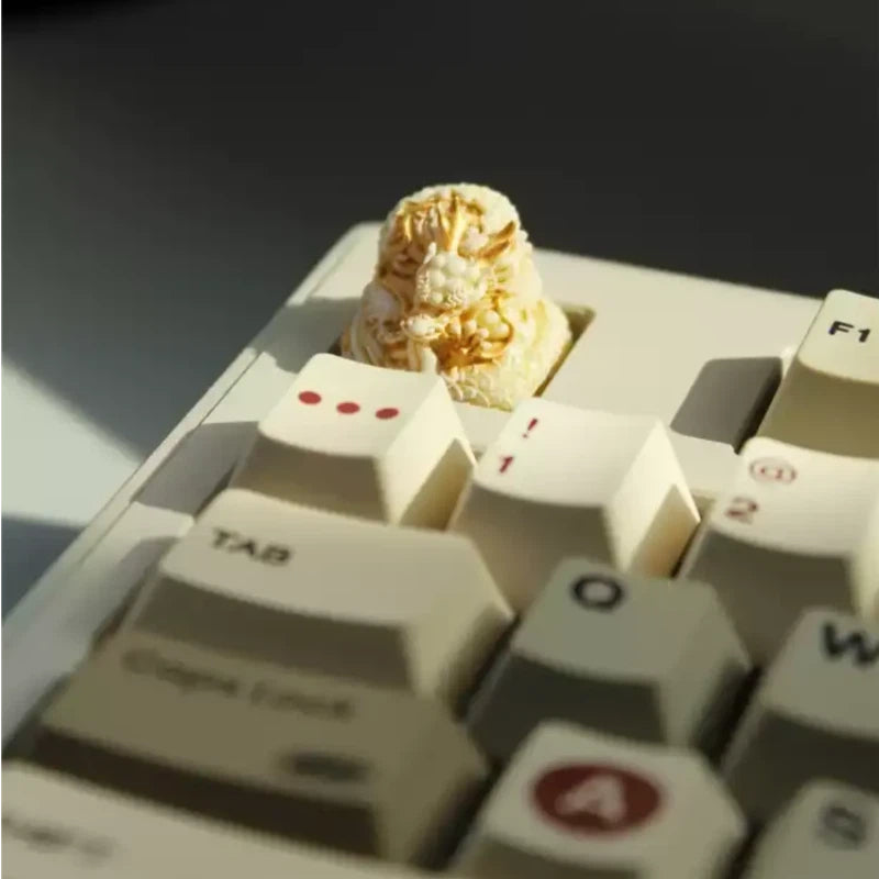 Fantasy dragon artisan keycap with high detail resin craftsmanship for gaming keyboards and collectibles