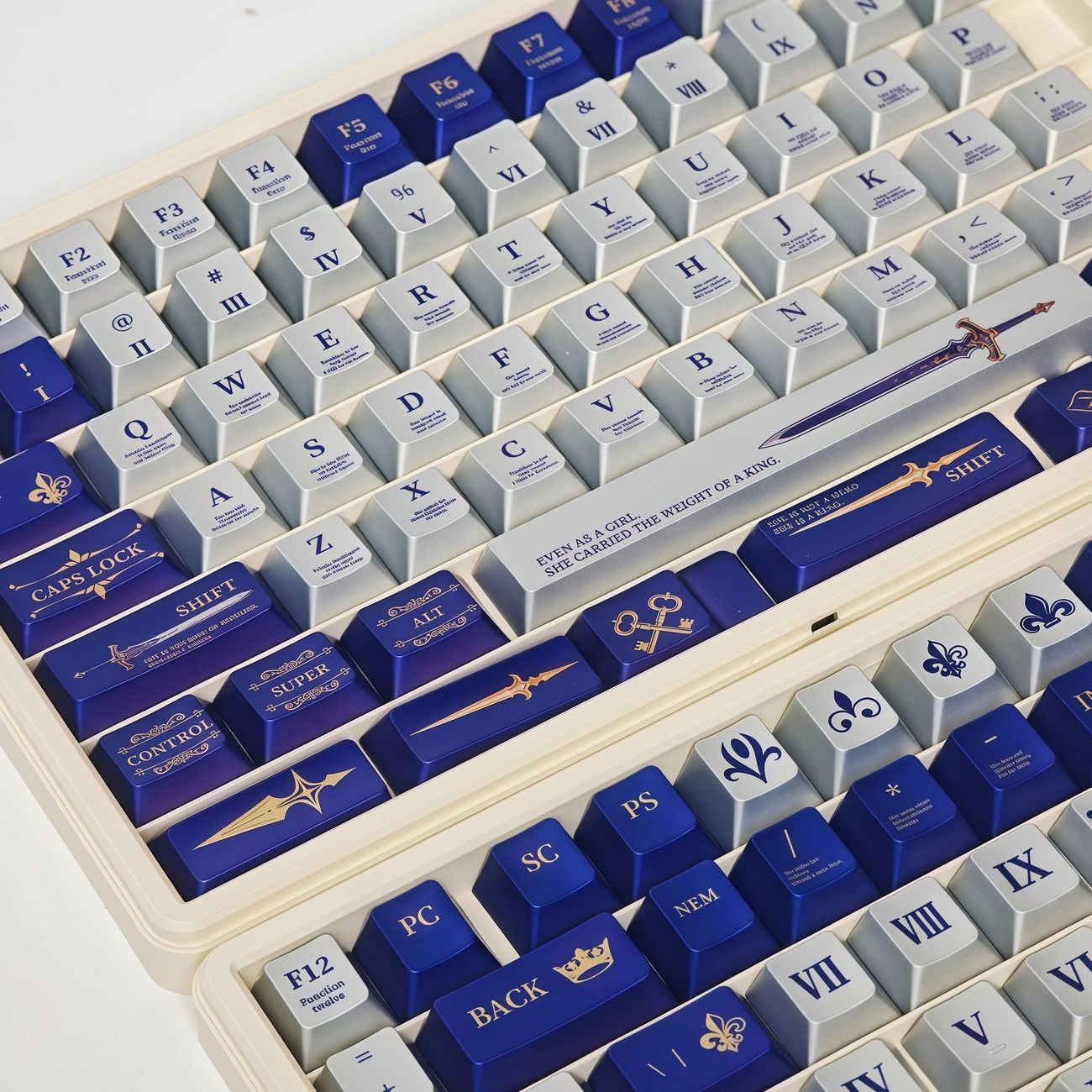 anime-knight-themed-keycaps-with-excalibur-sword-royal-crest-and-chivalry-inspired-details-for-mechanical-keyboard-customization