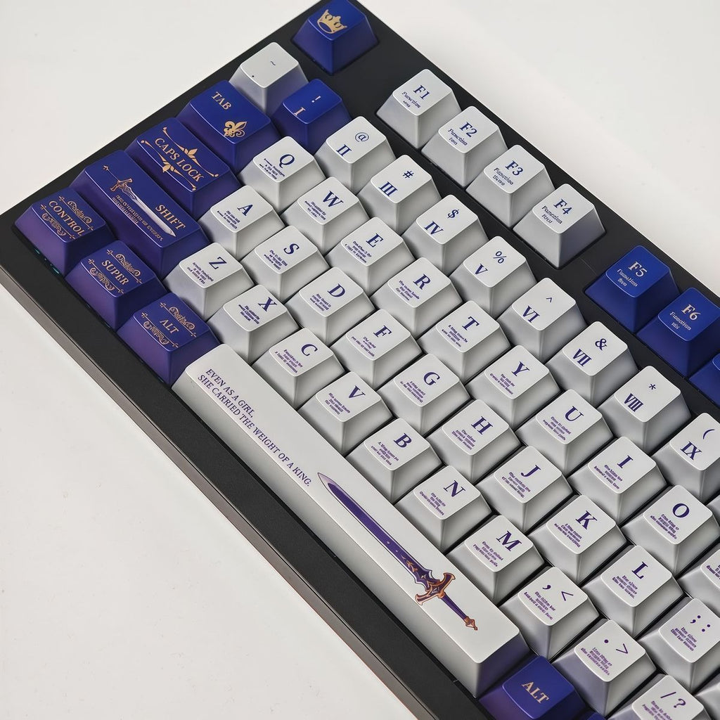 detailed-anime-keycaps-with-fleur-de-lis-symbols-royal-emblems-and-golden-legends-inspired-by-knight-aesthetics