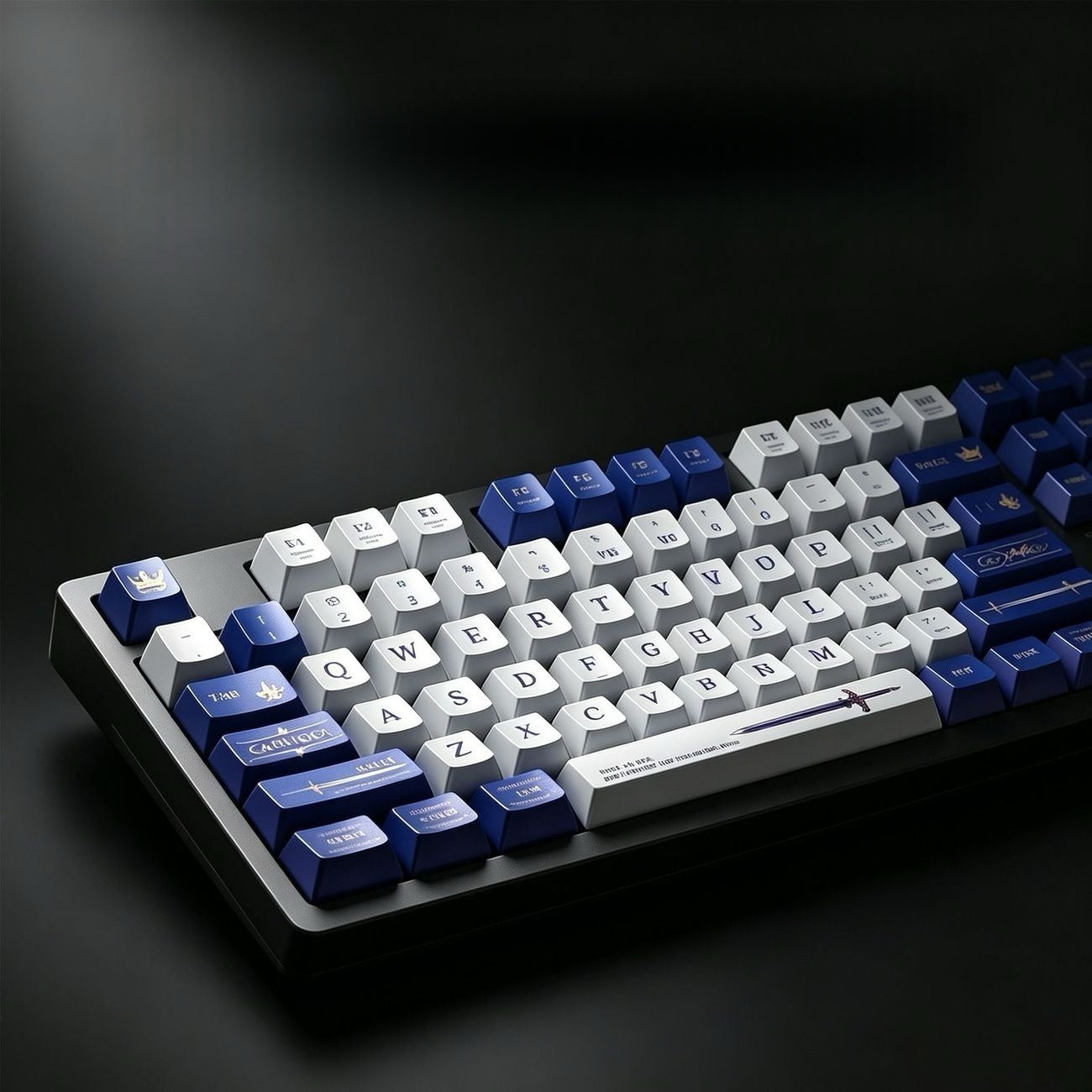 premium-pbt-keycaps-with-five-sided-dye-sublimation-printing-featuring-sharp-knight-themed-graphics-and-durable-golden-legends