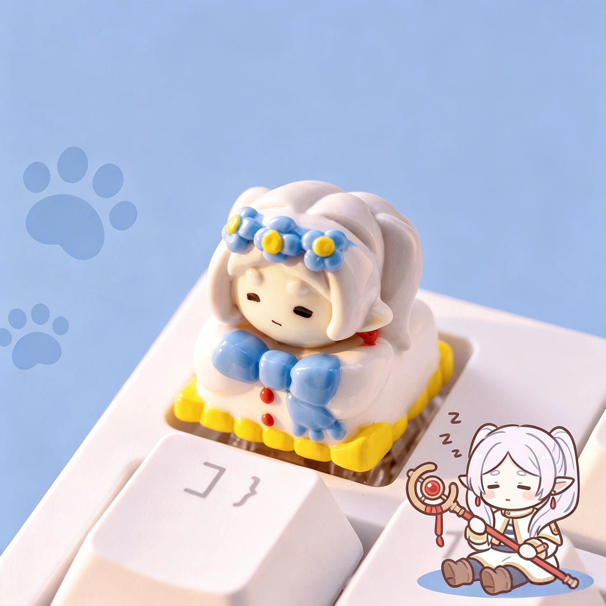 Frieren anime chibi resin artisan keycap for mechanical keyboards