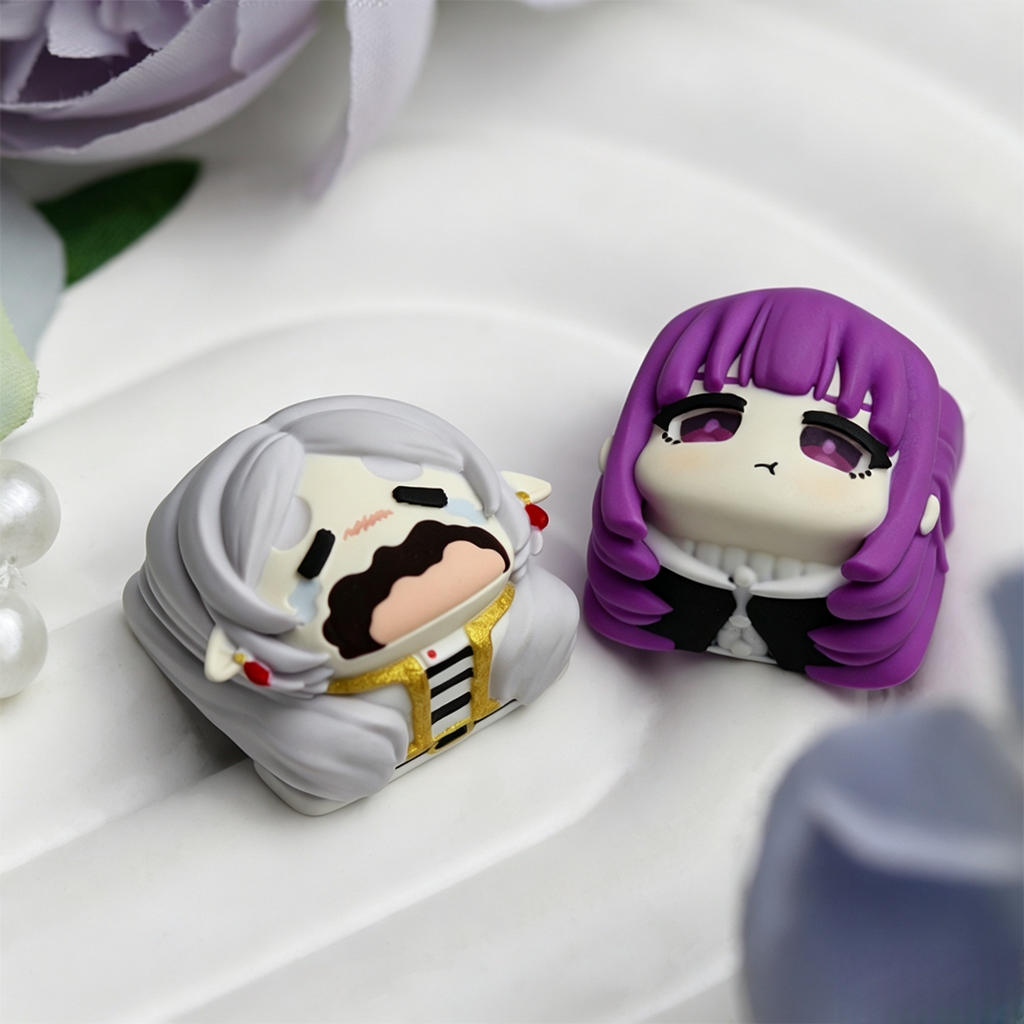 Collectible-frieren-and-fern-resin-keycaps-for-anime-fans-mechanical-keyboard-enthusiasts-and-handmade-artisan-keycap-collectors