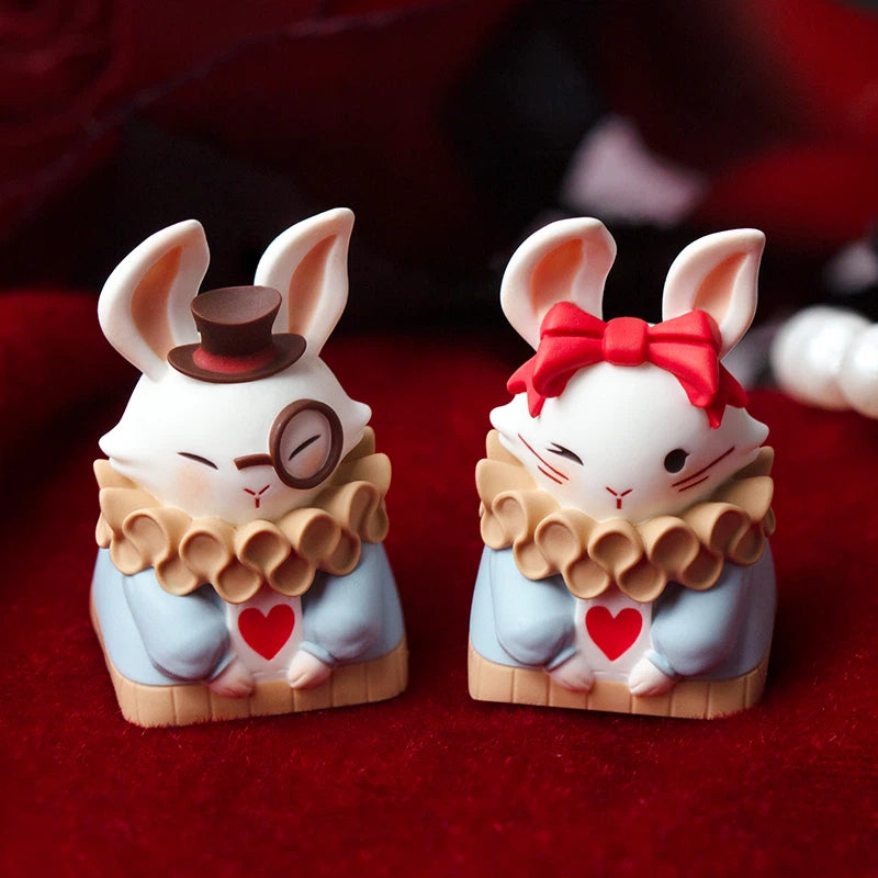 fantasy-rabbit-resin-keycaps-with-gentleman-rabbit-top-hat-and-red-bow-rabbit-handmade-artisan-design