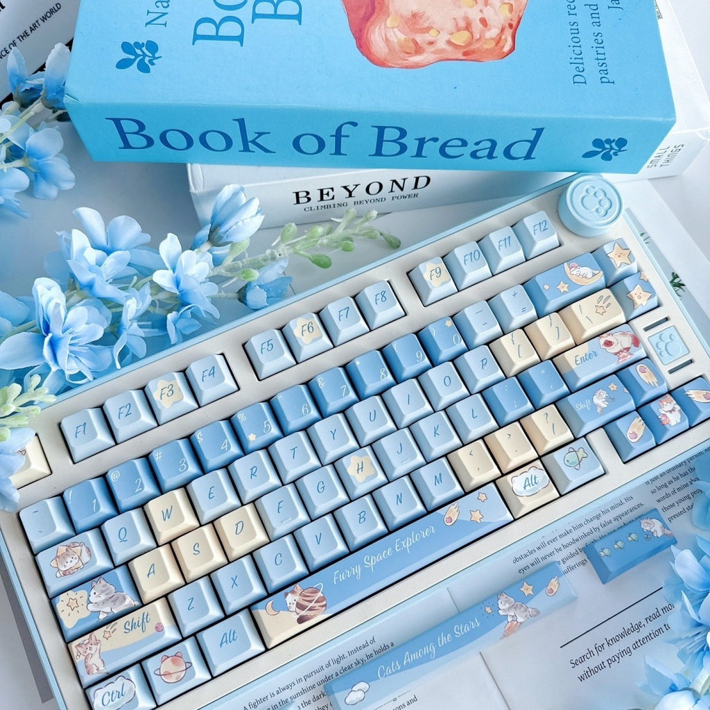 Cute Starry Cat Blue Keycap Set | AiheyStudio