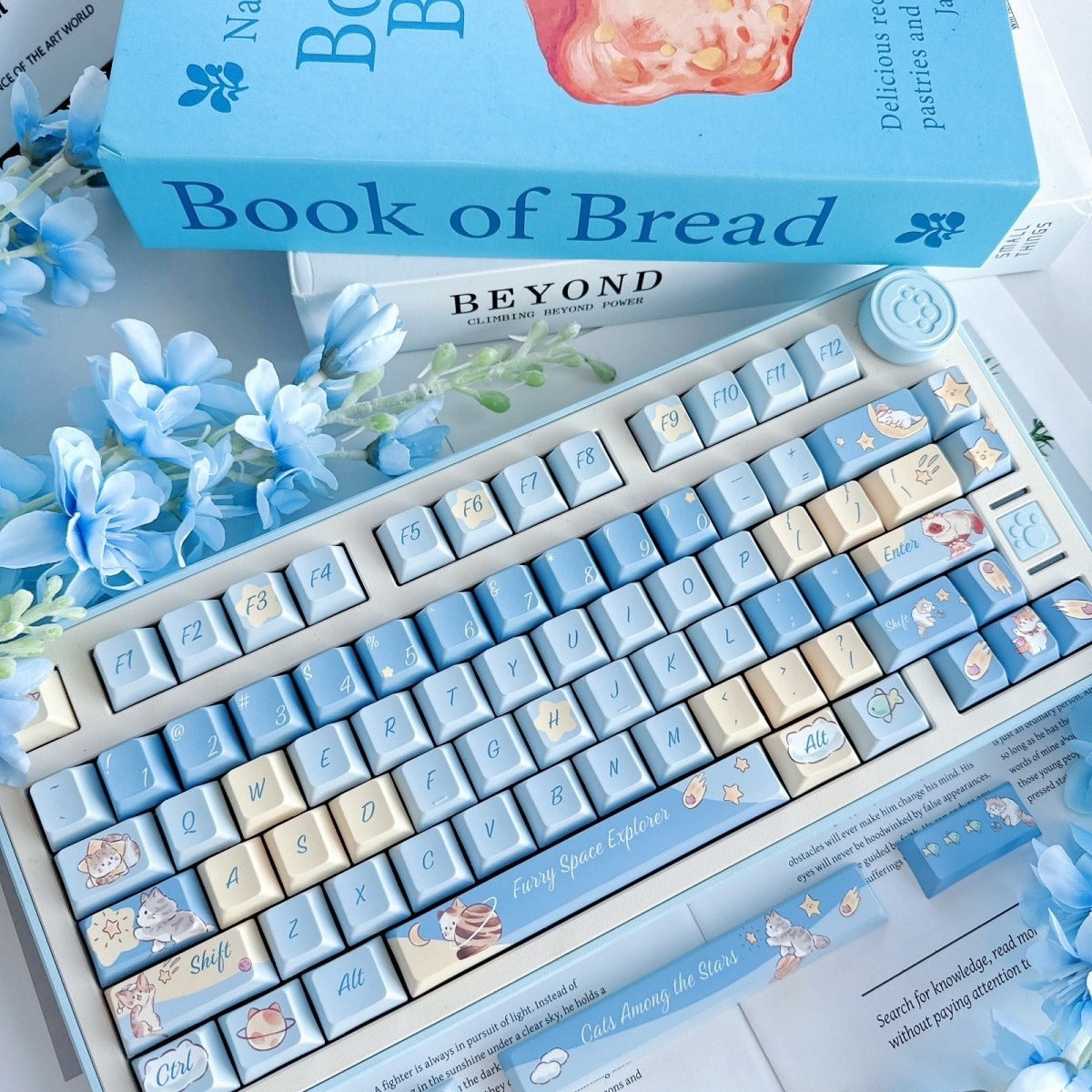 Cute Starry Cat Blue Keycap Set | AiheyStudio