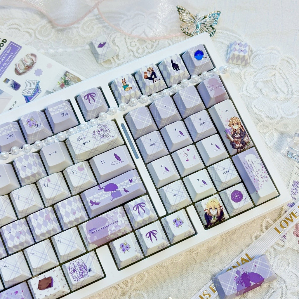 Violet Evergarden Purple Floral Keycap Set