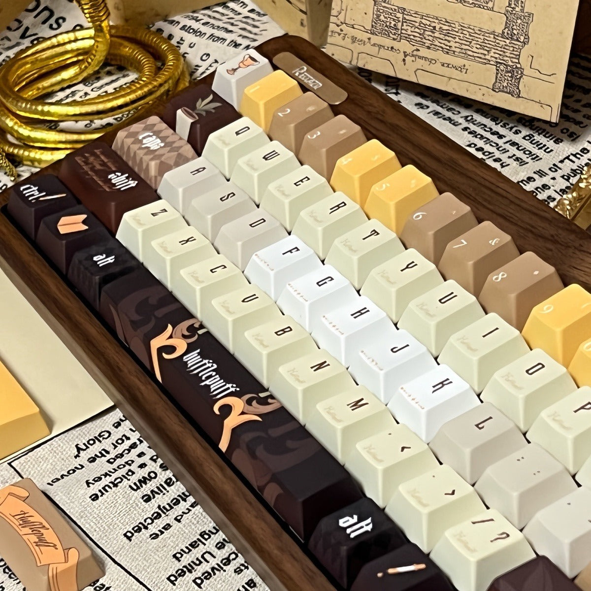 Harry Potter Hufflepuff Brown & Gold Keycap Set