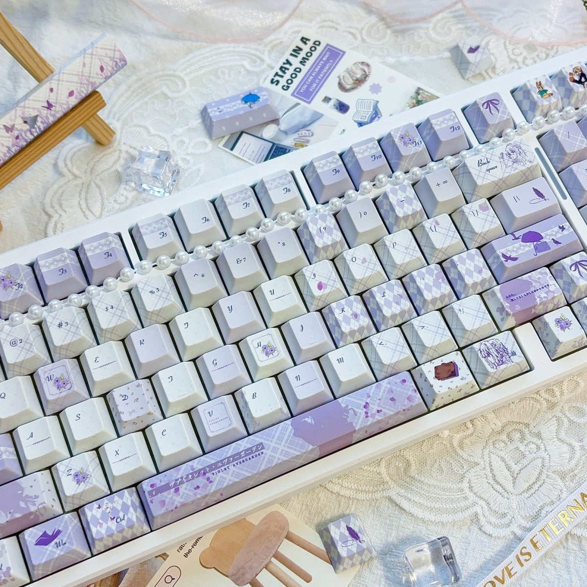 Violet Evergarden Purple Floral Keycap Set