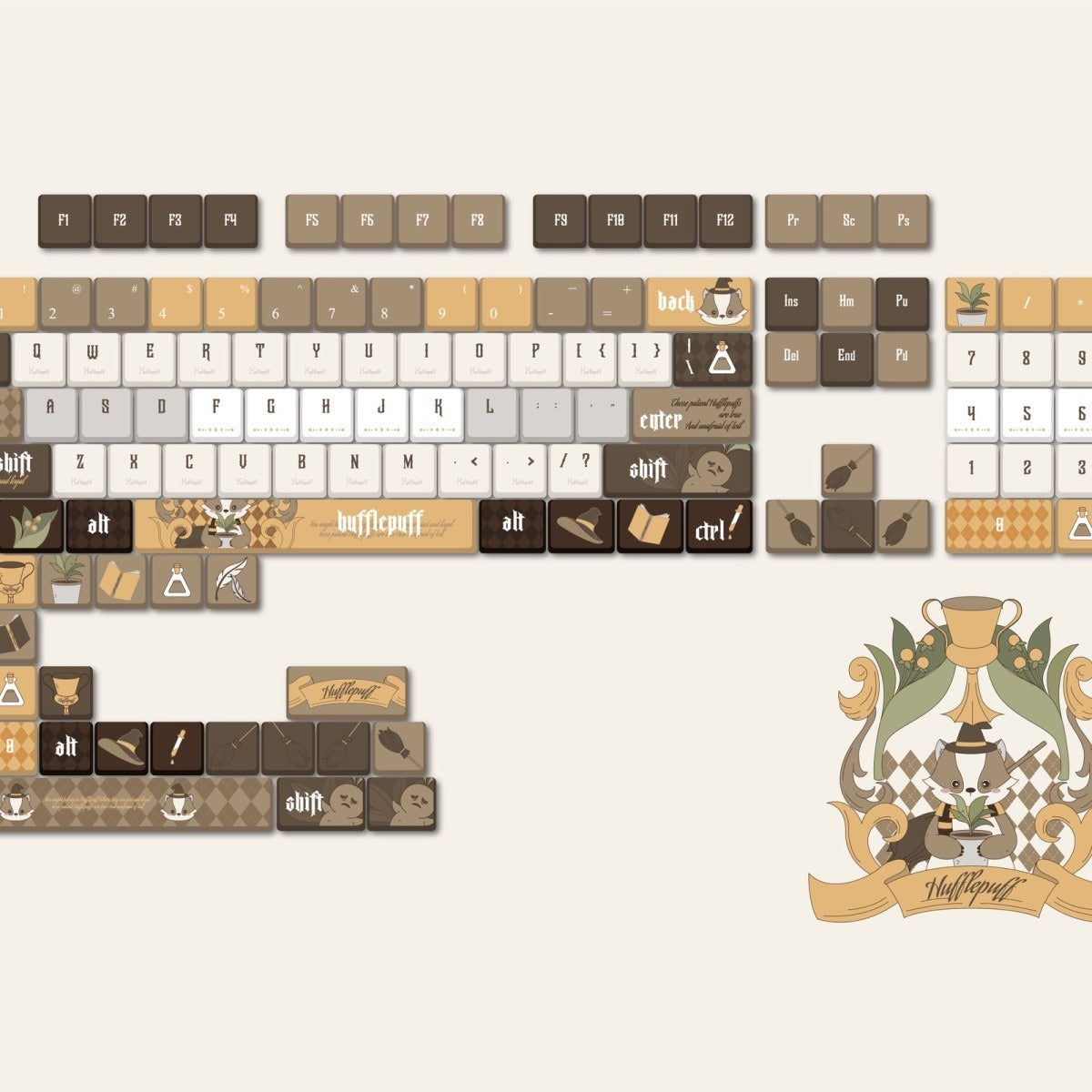 Harry Potter Hufflepuff Brown & Gold Keycap Set