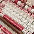 Strawberry Mousse Cute Keycap Set Magenta with Bow Keycaps