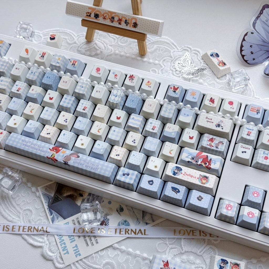 Zootopia Judy Hopps & Nick Wilde Blue Plaid Keycap Set
