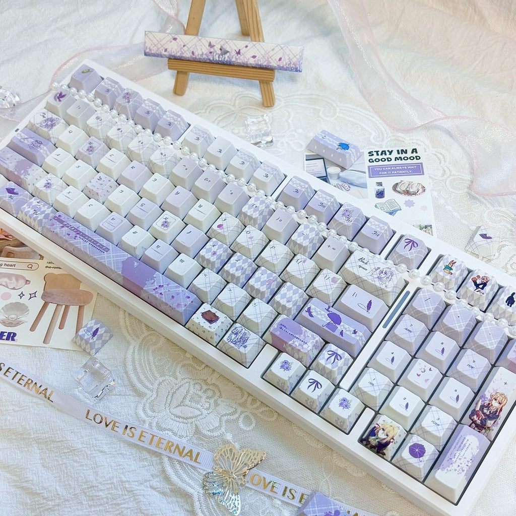 Violet Evergarden Purple Floral Keycap Set