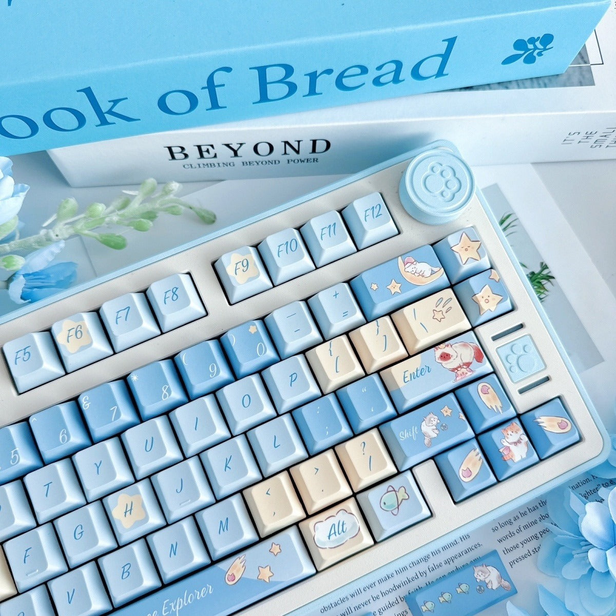 Cute Starry Cat Blue Keycap Set | AiheyStudio