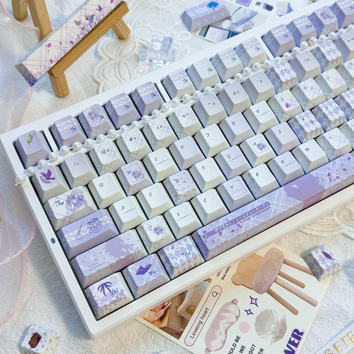 Violet Evergarden Purple Floral Keycap Set