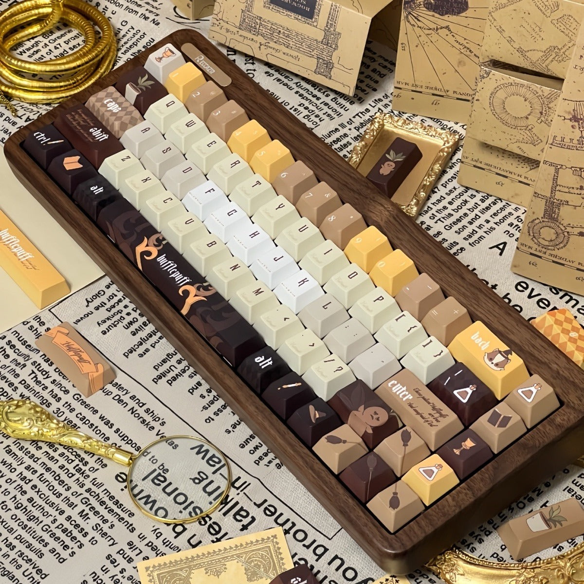 Harry Potter Hufflepuff Brown & Gold Keycap Set