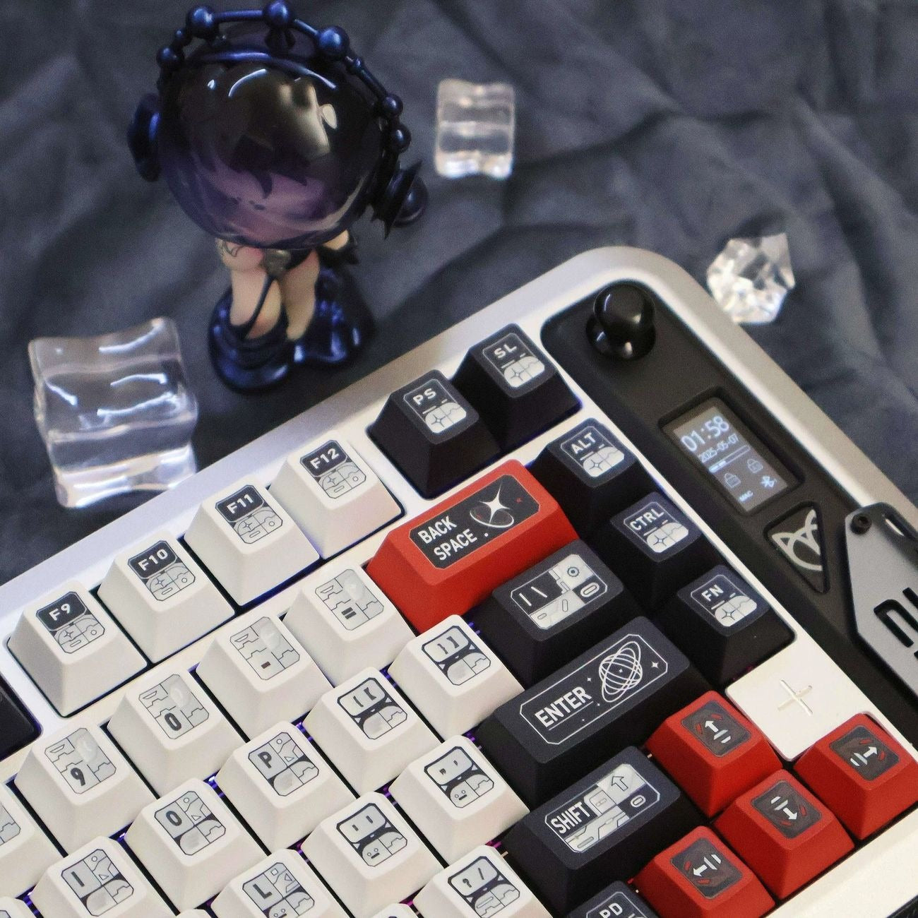 interstellar-space-exploration-keycap-set-installed-on-mechanical-keyboard-for-sci-fi-workspace-and-futuristic-gaming-setup