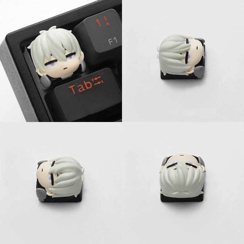 Kaiju No. 8 artisan keycap set by AiheyStudio with detailed Rino Ichikawa and Soushirou Hoshina figures, ideal for collectors