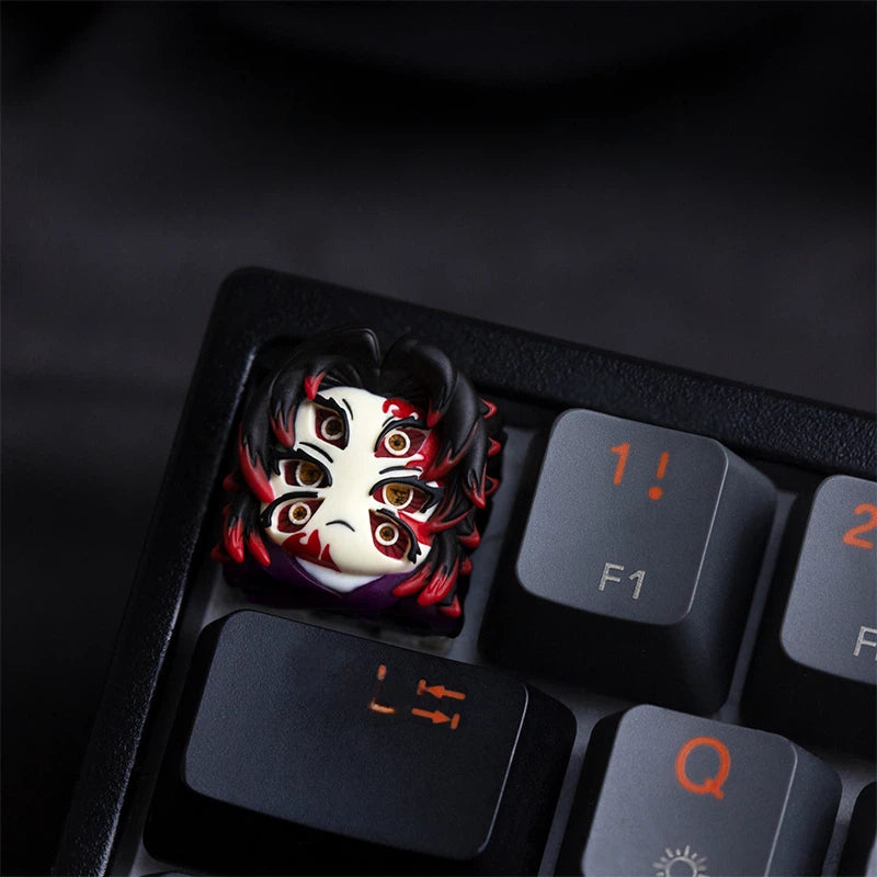 Kokushibo artisan keycap featuring detailed anime character artwork and handcrafted resin design