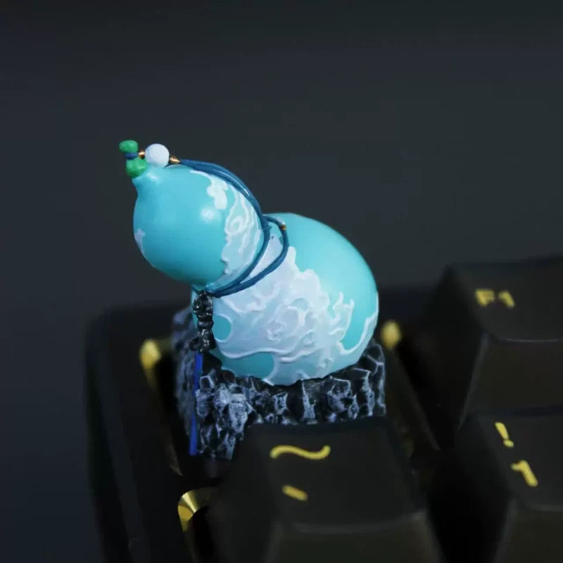 Lotus Jade Sacred Gourd artisan keycap featuring elegant jade inspired fantasy design for custom mechanical keyboards