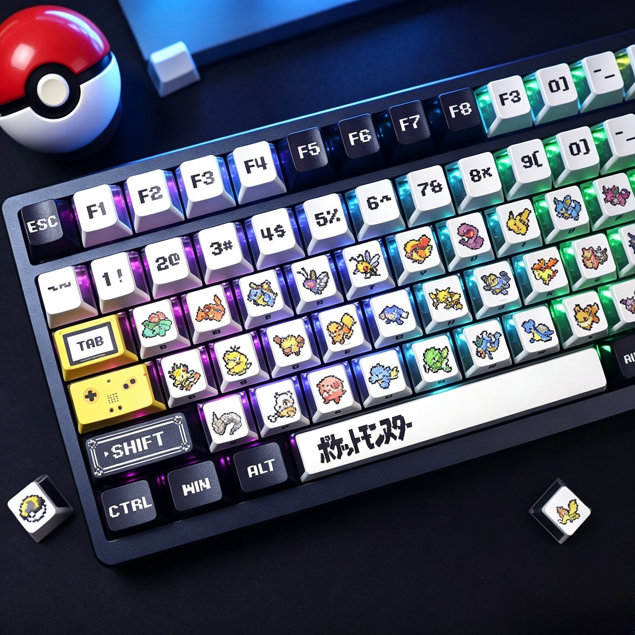 colorful-pbt-keycap-set-featuring-pixel-textures-earthy-tones-and-bright-block-inspired-colors-for-gaming-keyboards