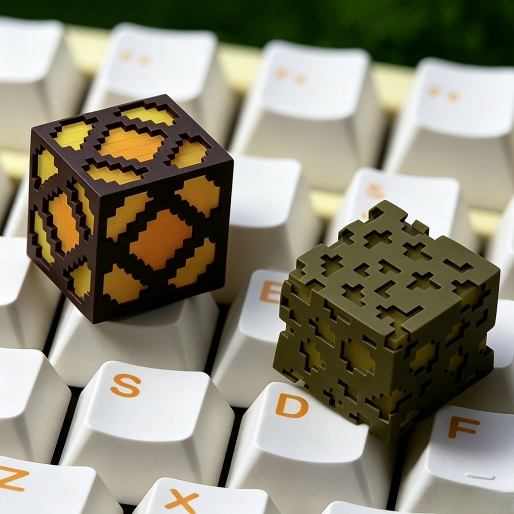 collectible-minecraft-resin-keycaps-featuring-diamond-ore-gold-ore-redstone-and-pixel-block-designs-for-gamers-and-keyboard-enthusiasts