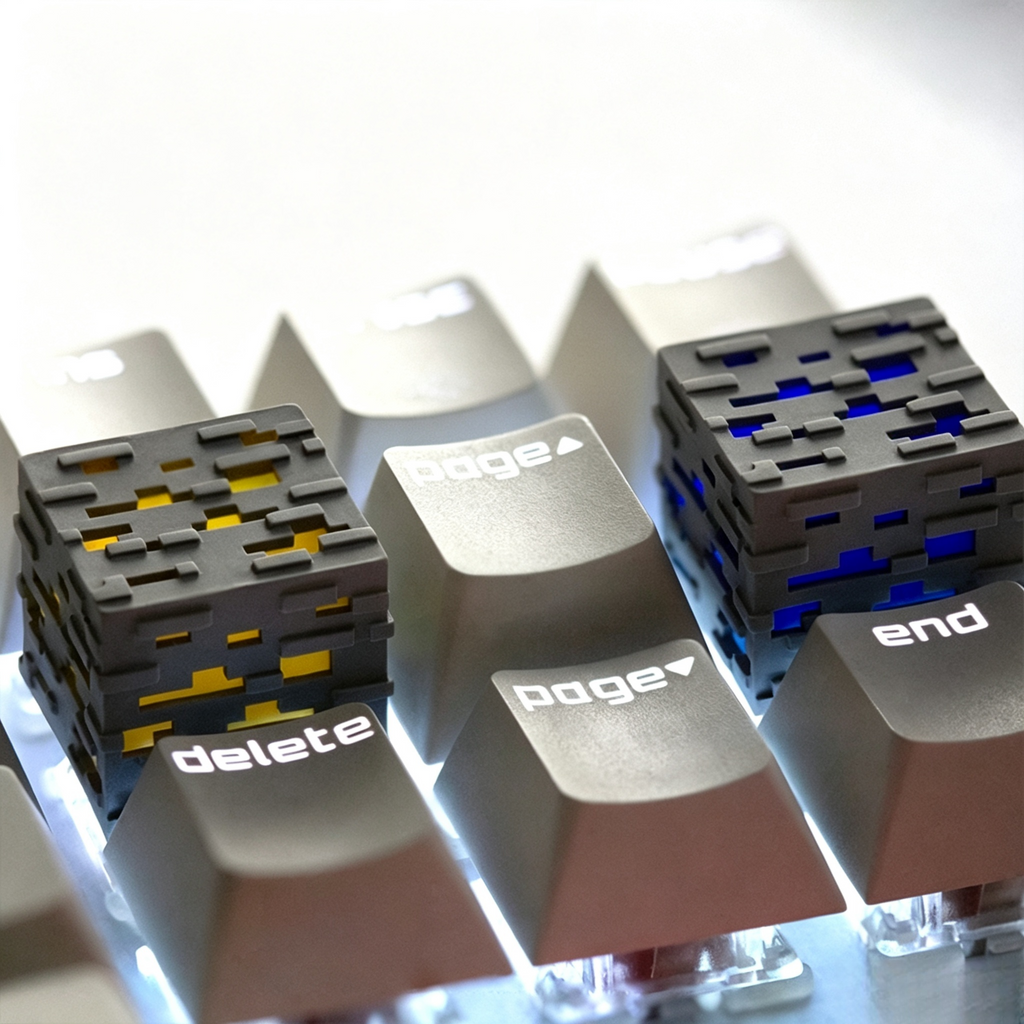 collectible-minecraft-resin-keycaps-featuring-diamond-ore-gold-ore-redstone-and-pixel-block-designs-for-gamers-and-keyboard-enthusiasts