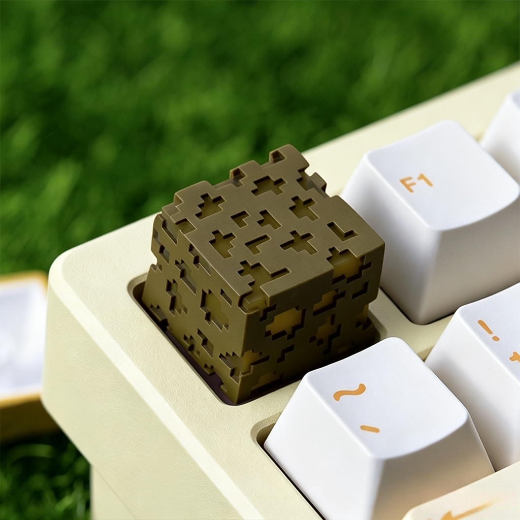  handmade-minecraft-pixel-block-resin-keycap-featuring-glowstone-grass-block-diamond-ore-gold-ore-redstone-ore-and-lapis-ore-design-for-mechanical-keyboards