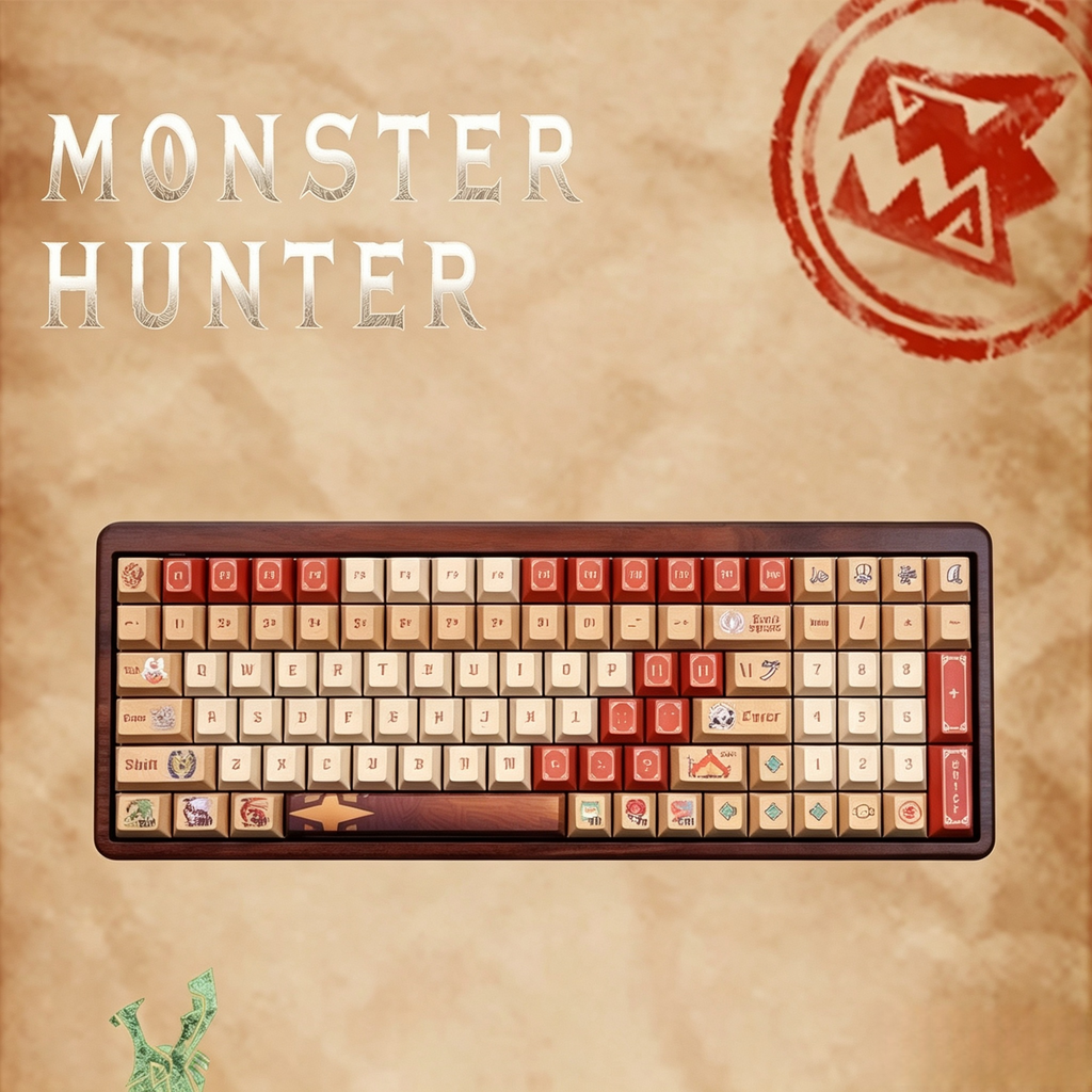 monster-hunter-inspired-keycap-set-with-guild-emblems-and-hunting-symbol-designs-for-custom-mechanical-keyboards-and-gaming-setups