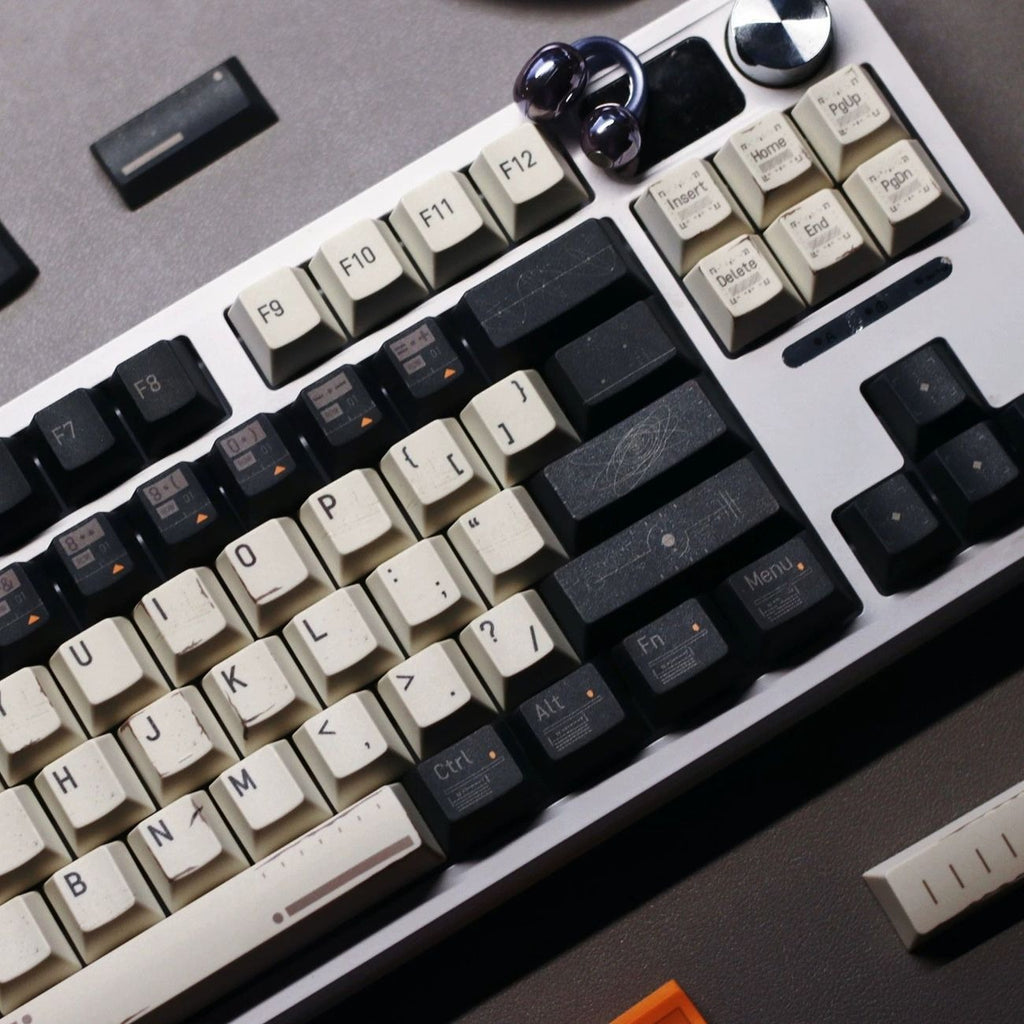 Nico Interstellar sci-fi PBT keycap set featuring cosmic exploration design, industrial colors, and futuristic astronaut inspired details for mechanical keyboards