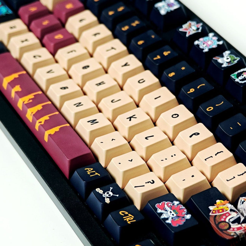 pirate-themed-pbt-keycap-set-with-straw-yellow-navy-and-crimson-colors-for-anime-fans-gamers-and-custom-mechanical-keyboards