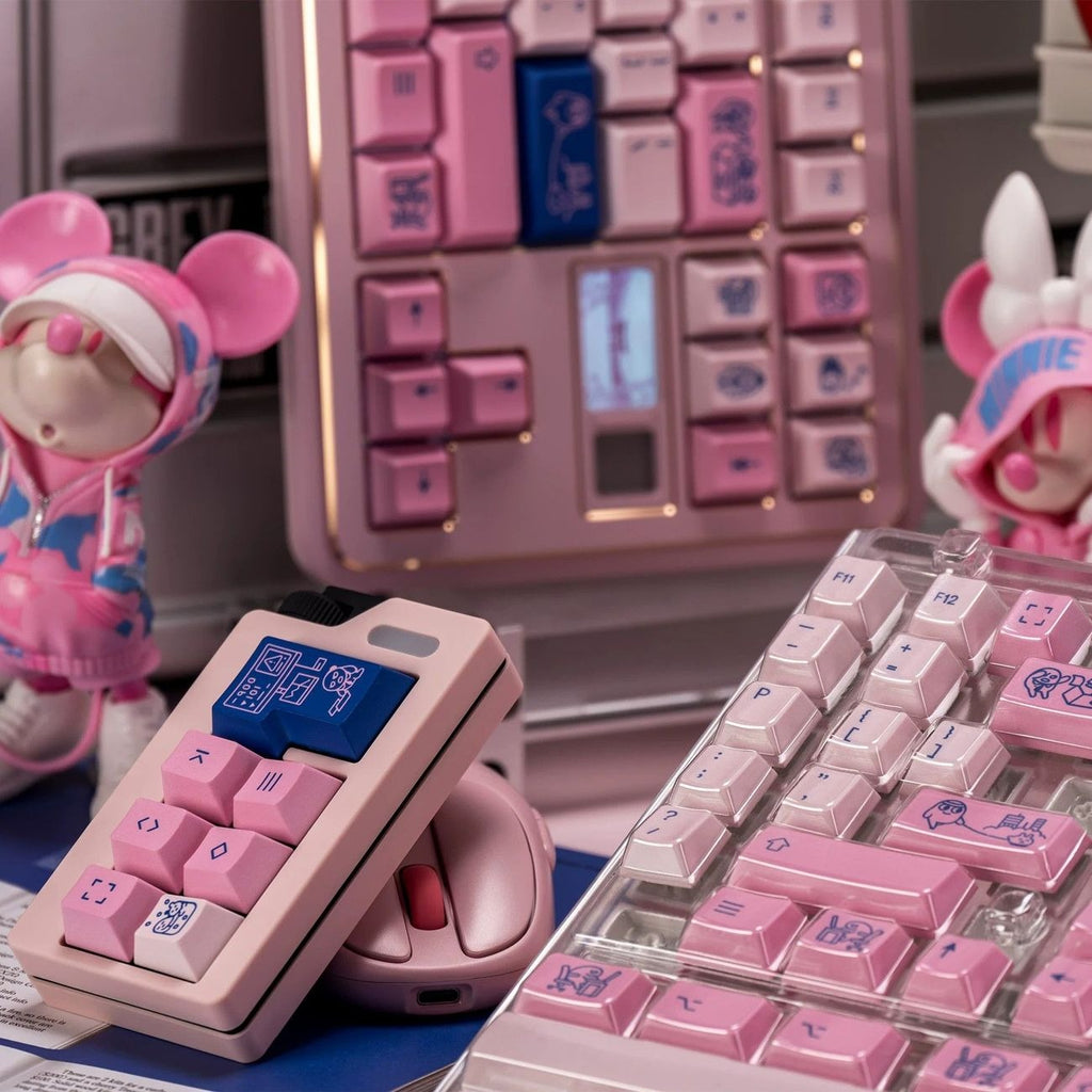 Premium PBT keycaps with dye sublimation printing featuring durable texture and long-lasting colorful designs
