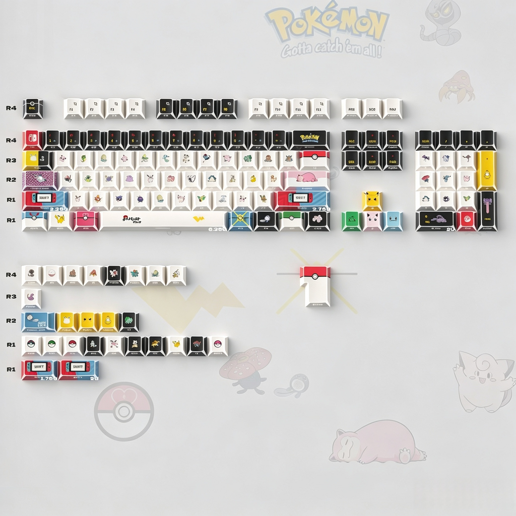 pokemon-classic-keycap-set-with-colorful-anime-character-illustrations-and-gaming-inspired-design-for-custom-mechanical-keyboards-and-gamers