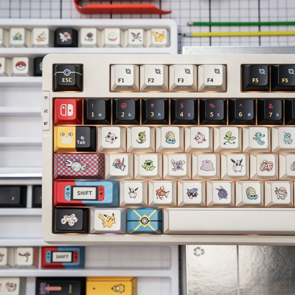 pokemon-keycaps-featuring-pikachu-snorlax-bulbasaur-squirtle-jigglypuff-and-classic-character-art-for-anime-gaming-keyboard-customization