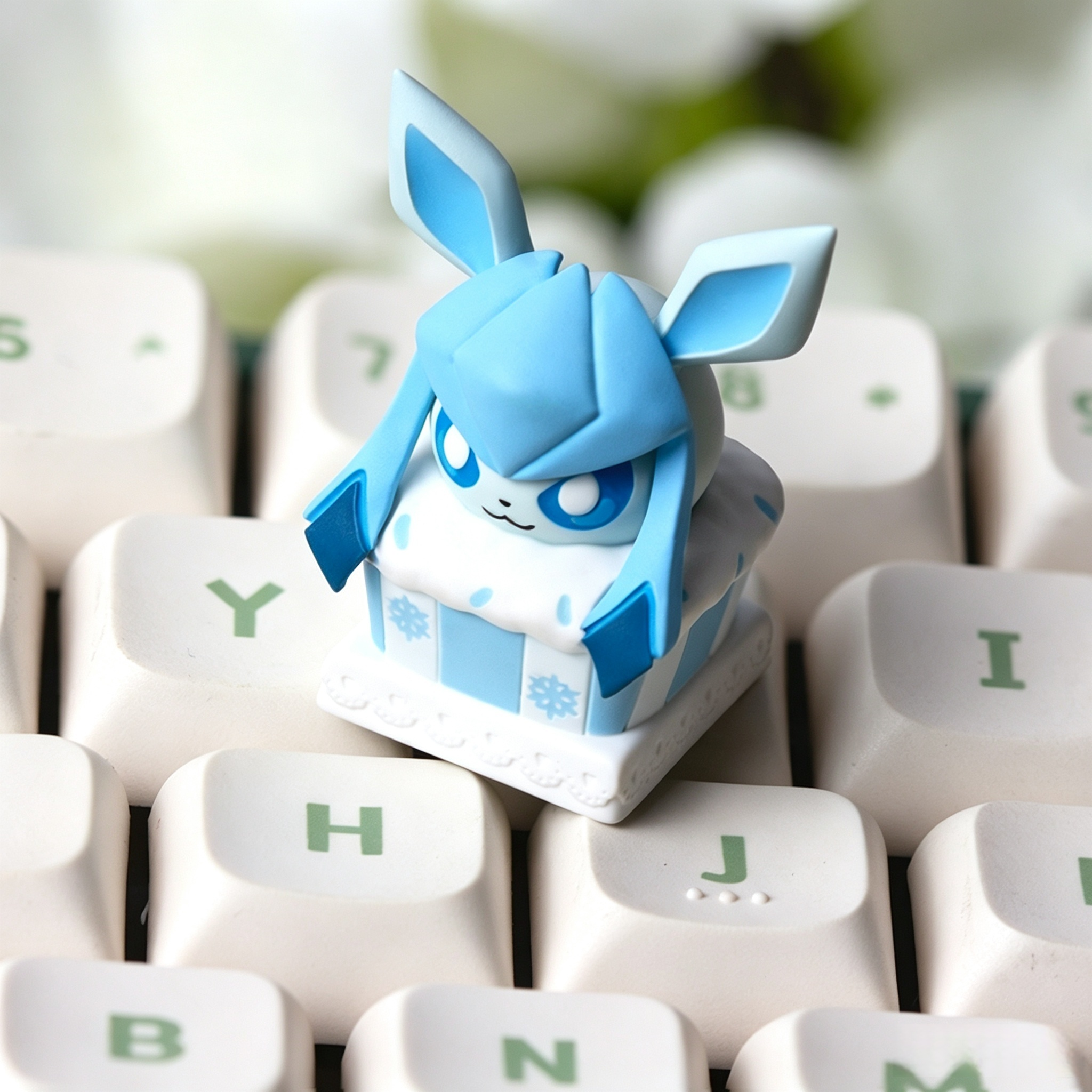 Pokemon-cake-theme-resin-keycap-installed-on-mechanical-keyboard-for-cute-personalized-desk-setup
